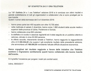 Sponsorizzazione Telethon 2016